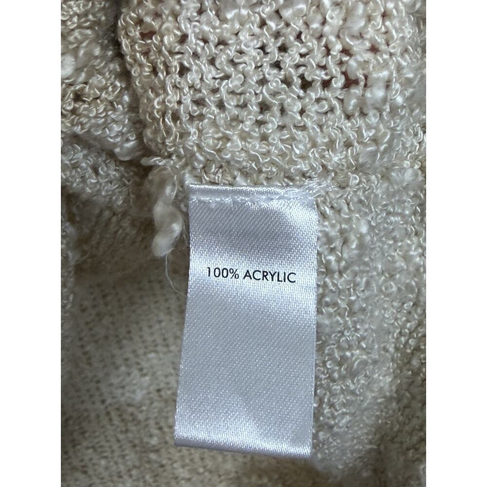 Women's BKE Sweater Sz M Tan White Long Sleeves 1/4 Lace Up Boxy Boho - Picture 12 of 16